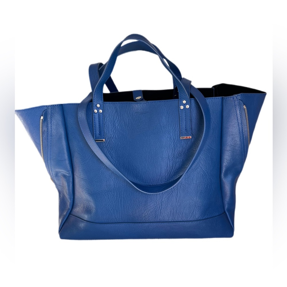 Jerome Dreyfuss Georges lamb and goat leather large tote in blue